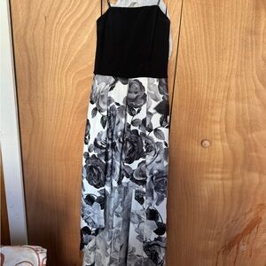 Elegant Black and White Floral Dress